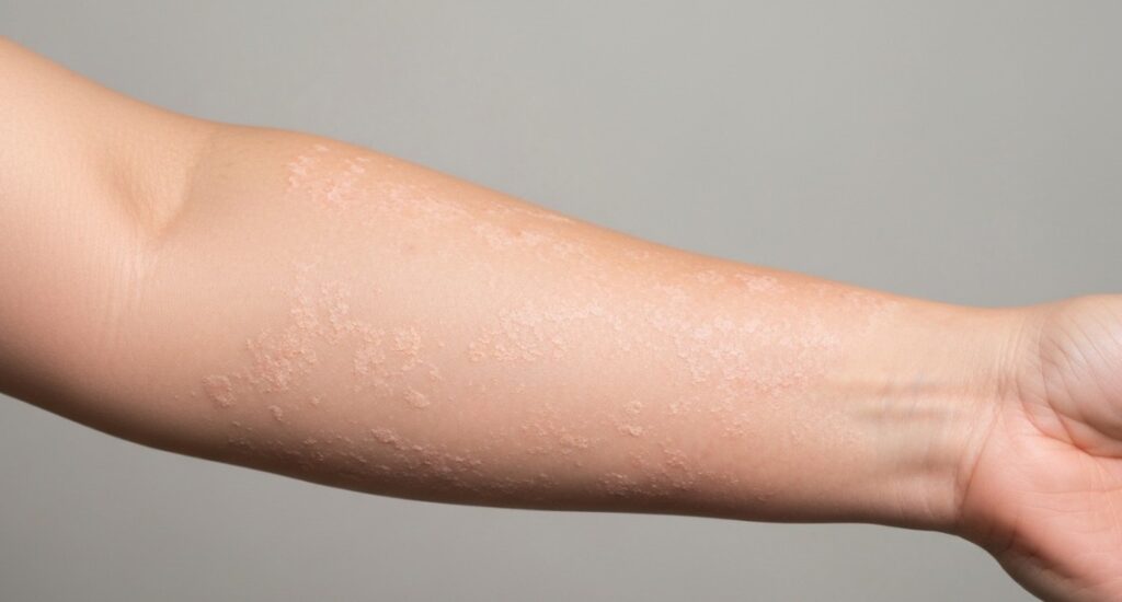 allergie au calcaire en plaques irrtantes sur le bras